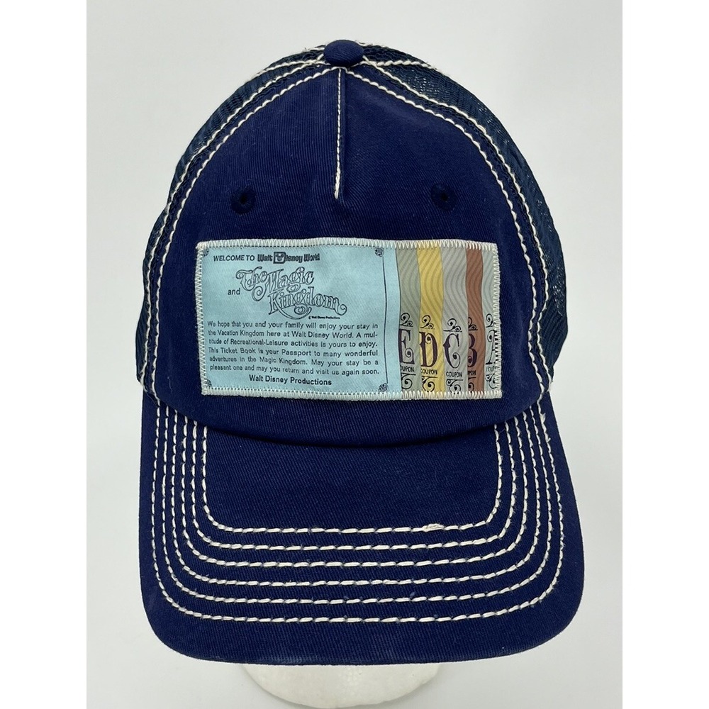 Disney WDW Magic Kingdom Hat Vintage Ticket Stub Trucker Mesh Snapback Cap